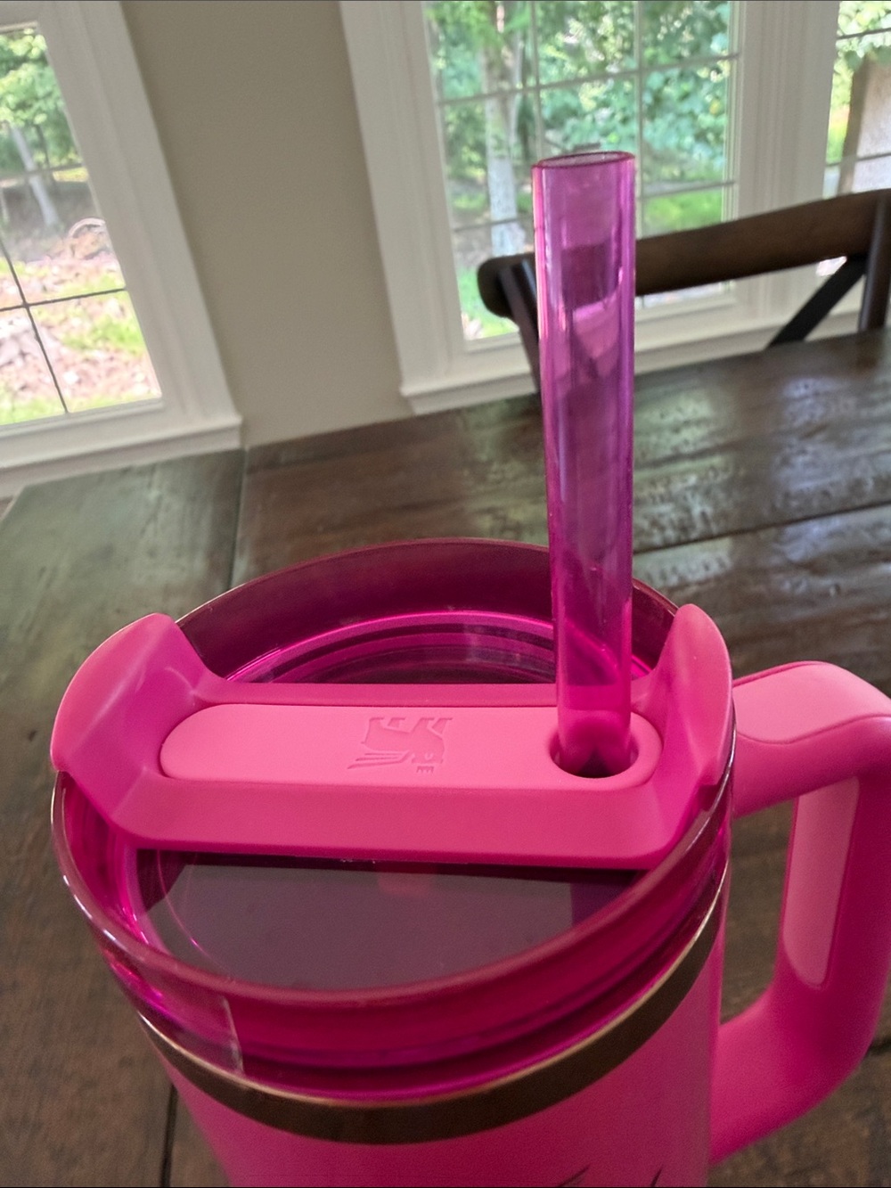 Stanley Barbie Collaboration Bright Pink Travel Tumbler with Handle and Straw - Picture 2 of 6
